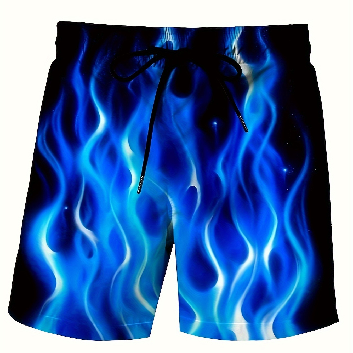 

Men's Casual Flame Print Active Shorts, Drawstring Beach Shorts For Summer Beach Resort