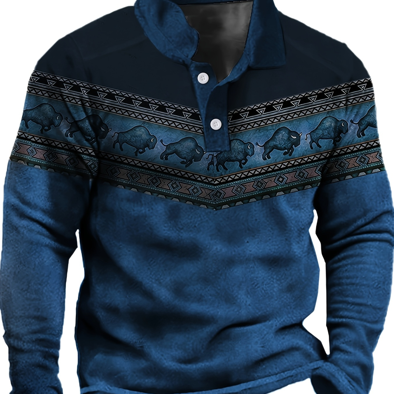 

Polo décontracté vintage pour homme avec imprimé 3D, polo de golf à manches longues et boutons avec motif , tissu tricoté % polyester, non extensible, coupe standard, 230 g/m² - Collection automne