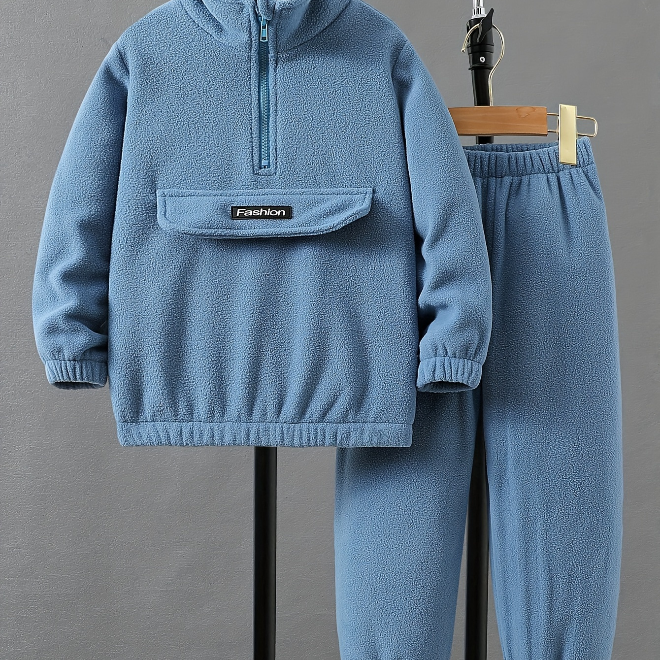 

[top-] Boys' Outfit Set - Fleece Stand Sweatshirt & , , Long Sleeve, For