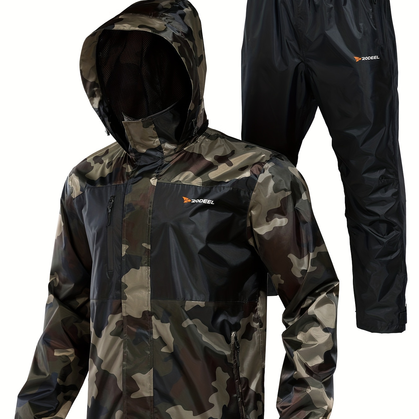 Men's Camouflage Sports Suit: Windproof & Waterproof Sun Protection Zip Up Hooded Jacket & Comfy Pants With Reflective Design - Perfect For Fishing, Camping, Cycling, Hiking & Trekking!