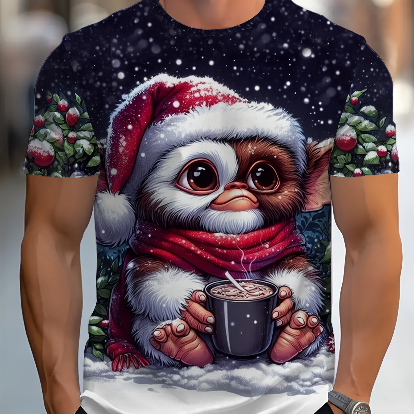 

Christmas Snowman 3d Printed T- - Pattern, Round , All- Polyester , Regular Fit, Adult Unisex -sleeved Crewneck Top