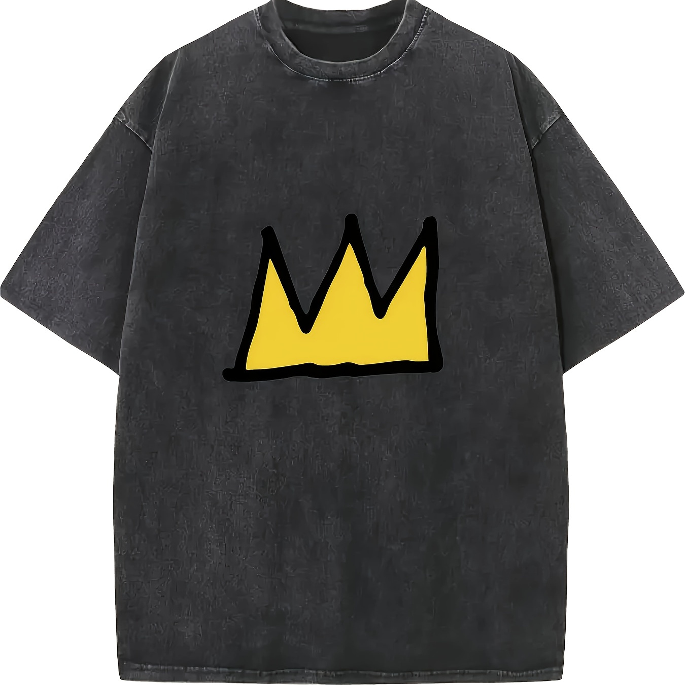 

Cassic Crown Graphic Tee - Cotton, Crew Neck, Pttrned, Sight Stretch, Regular Fit Summer Esential For Adult Men