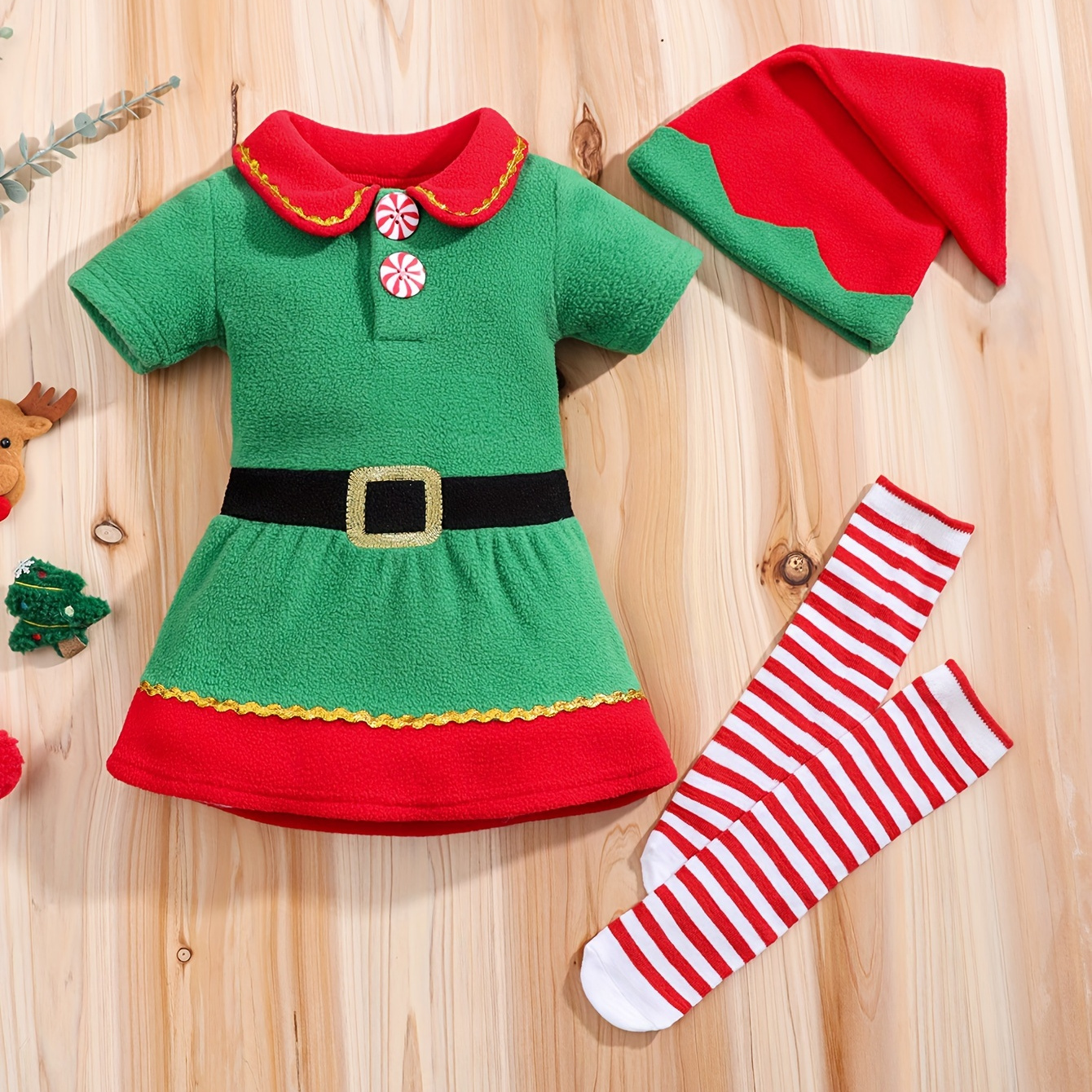 Christmas Green Elf Tulle Children's Dress Set