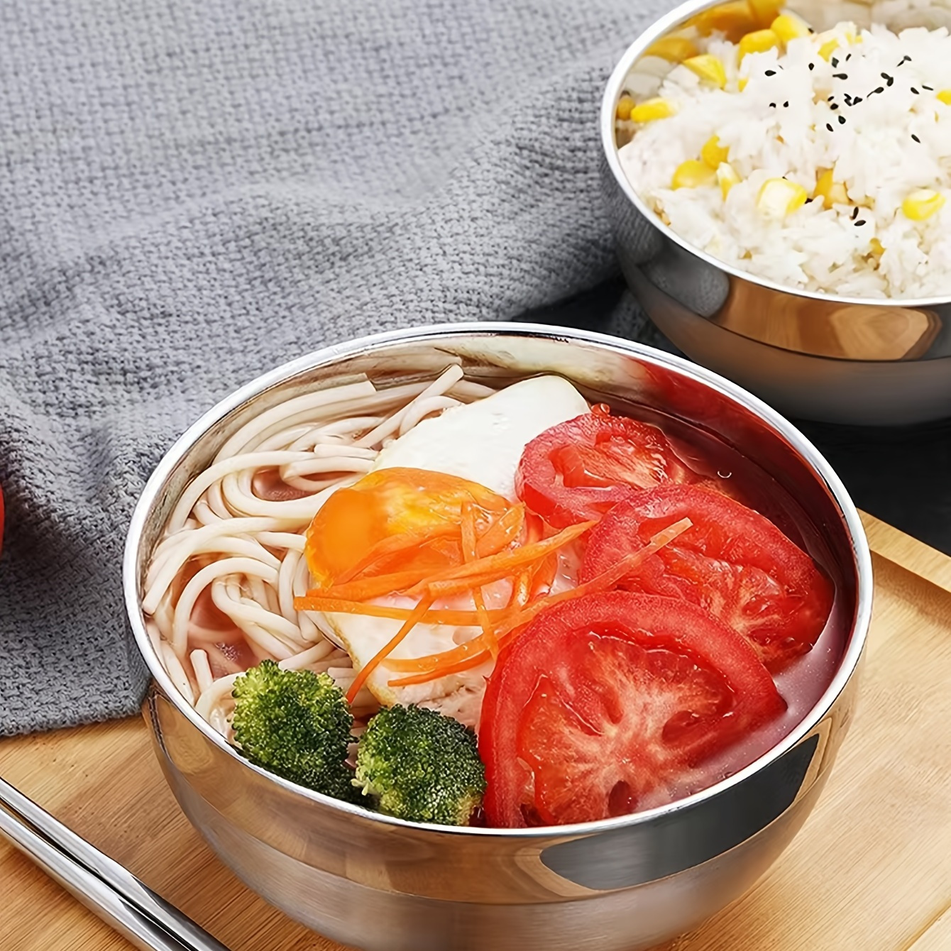 Bowl, Anti-scalding Insulated Stainless Steel Noodle Bowl, Food Container  Rice Bowl Soup Bowl, Kitchen Gadget - Temu