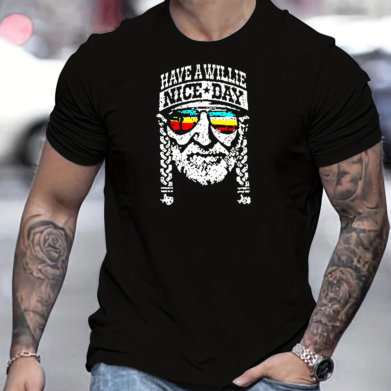 

Have A Willie Nice Day Print T Shirt, Tees For Men, Casual Short Sleeve T-shirt For Summer