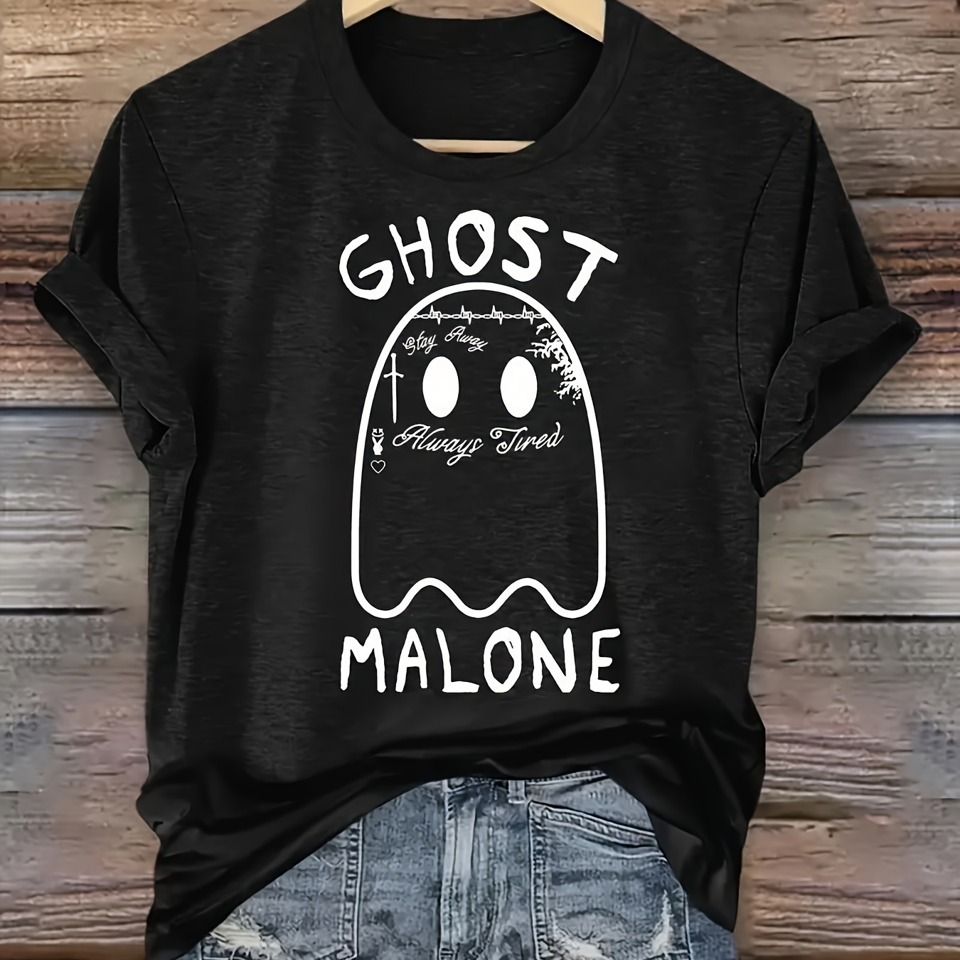 

Print T-shirt, Short Sleeve Crew Neck Casual Top For Summer & Spring, Women's Clothing