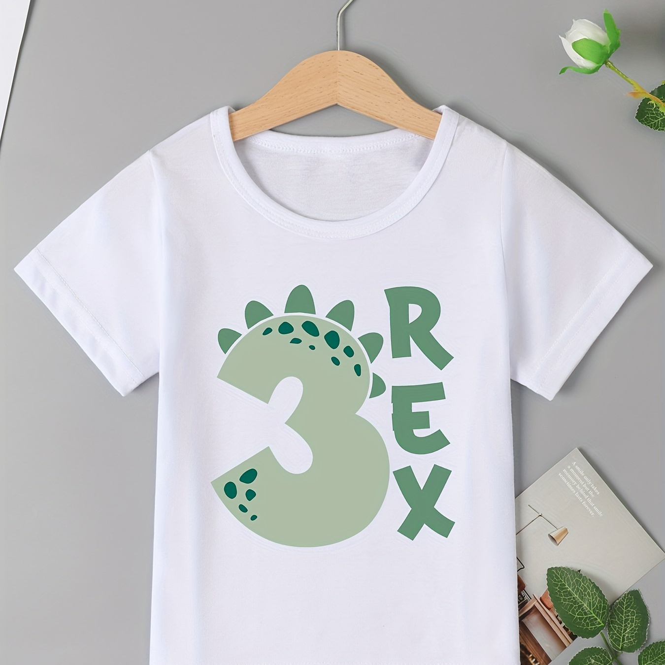

Tyrannosaurus Rex Birthday Number Print Boys 3rd Birthday Party Comfortable Short-sleeved T-shirt For Spring/summer