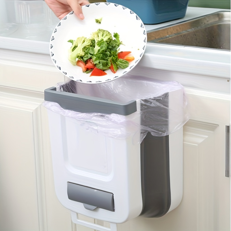 

1pc Foldable Hanging Trash Can For Cabinet - Compact And Convenient Countertop Trash Can