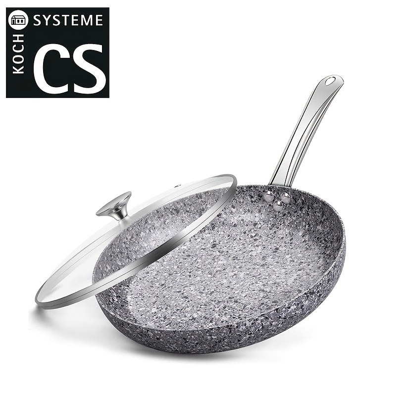Csk Frying Pan Non Stick, Maifan Fry Pan With Glass Lid Marble Stone  Non-stick Coating, Pfoa Free Suitable For All Stoves - Temu