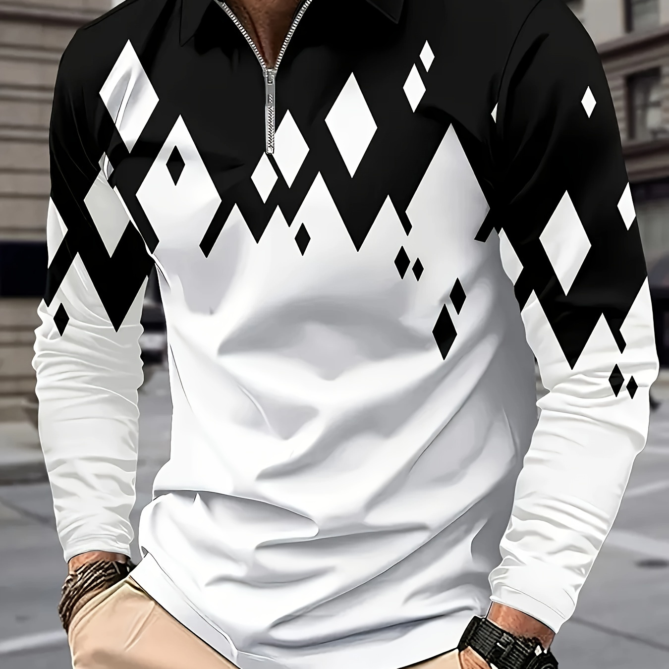 

3d Men's Long Sleeve Lapel Metal Zipper Best Selling Fashion Men's Clothing