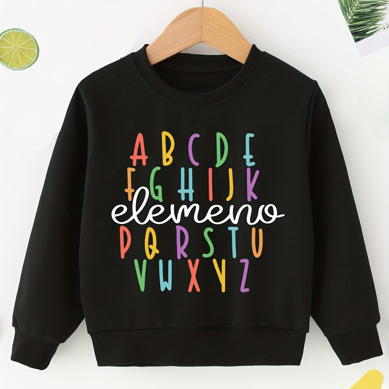 

Alphabet Print Boys Casual Creative Pullover Sweatshirt, Long Sleeve Crew Neck Tops, Kids Clothes Outdoor