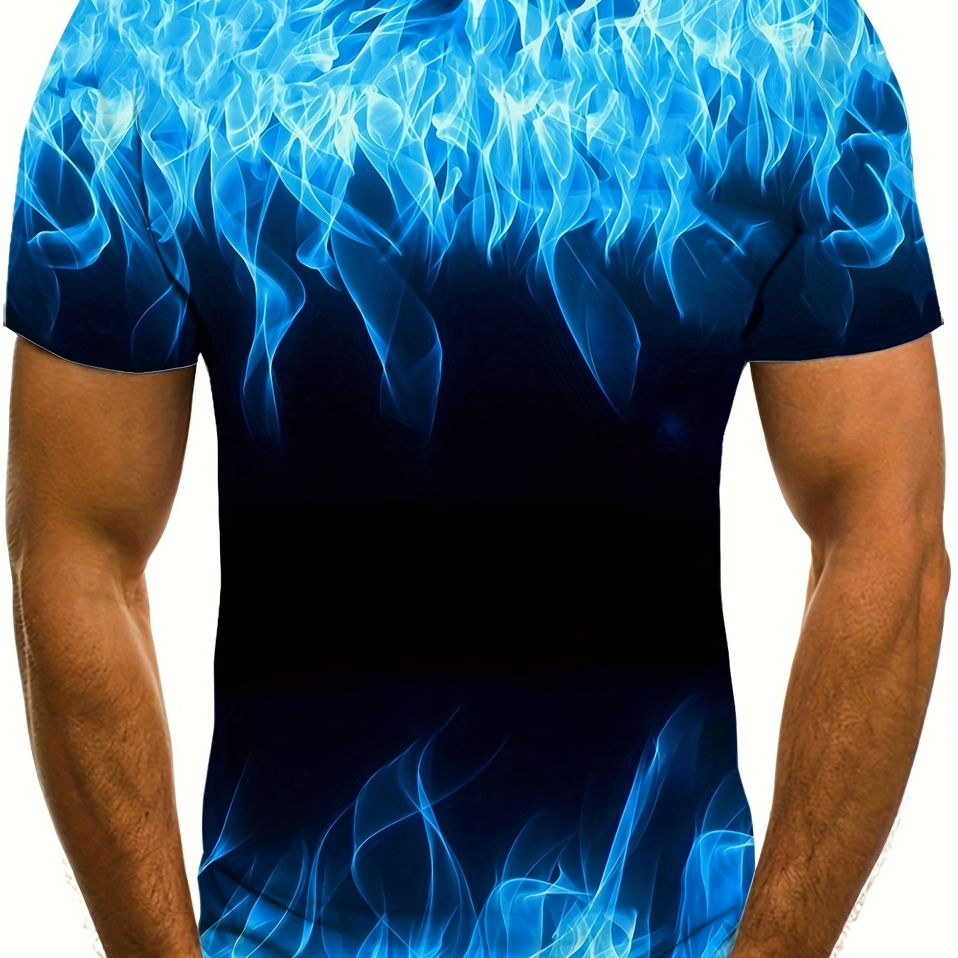 

3d Fire Print, Men's Graphic Design Crew Neck Active T-shirt, Casual Comfy Tees Tshirts For Summer, Men's Clothing Tops For Daily Gym Workout Running