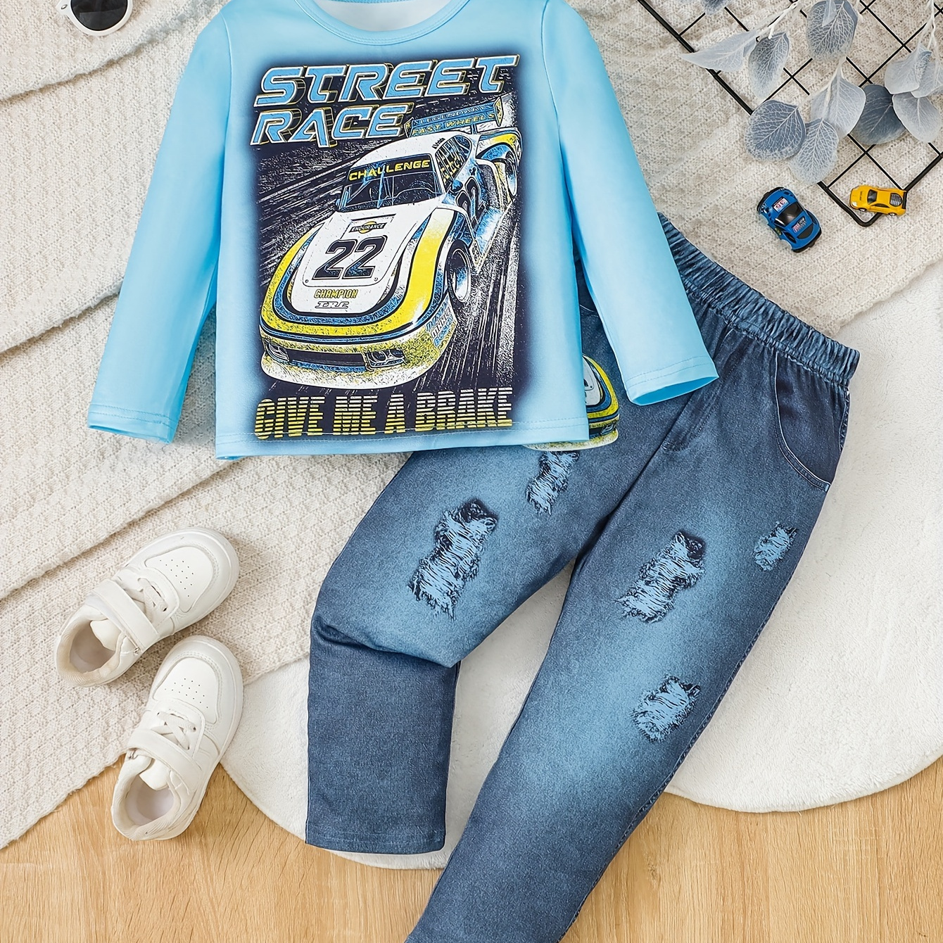 

Boy's Car Long Sleeve T- & Pants 2- Set, Outfits For And &