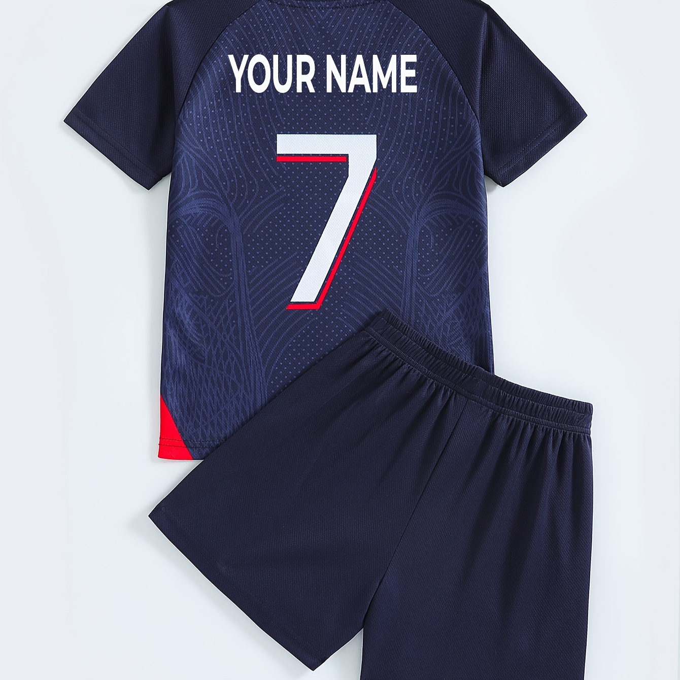 

2pcs Boy's Personalized Jersey - Customizable #7 T- + Co-ord -drying Set As , Cloth