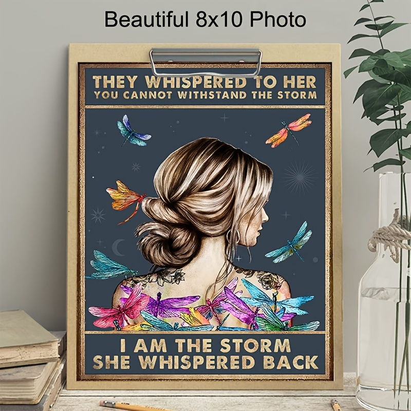  Positive Encouragement Gift for Woman Daughter Teen Girl -  Motivational Inspirational Saying Bedroom Wall Art - Boho-chic decoration  Print - They Whispered to Her You Cannot Withstand The Storm - 8x10 