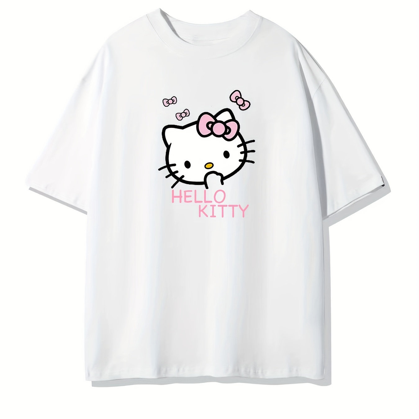 

Authentic Authorized Cute Hello Kitty Pattern, Fashionable Round Neck Short Sleeved T-shirt