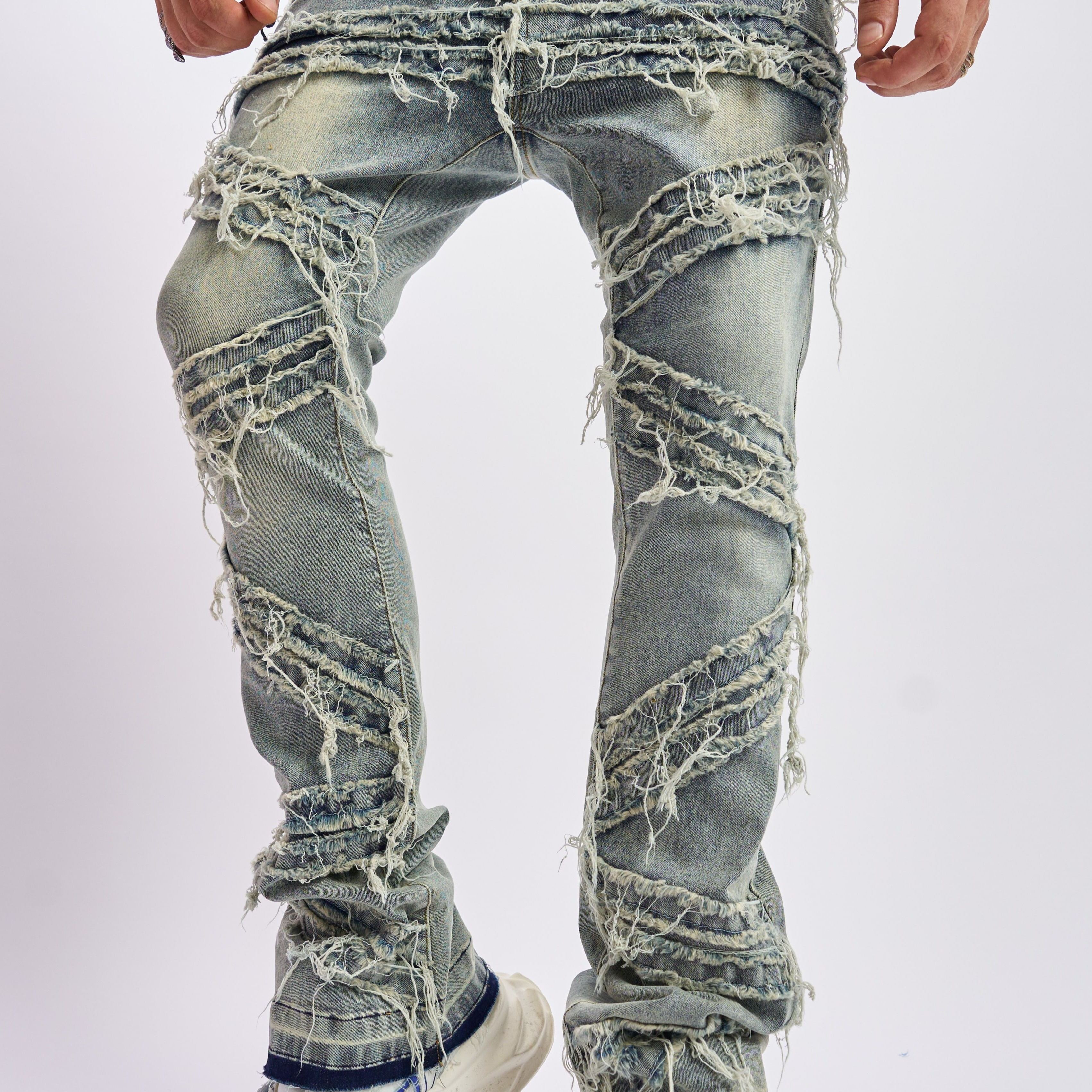 Men's Street Style Jeans With Creative Tassels