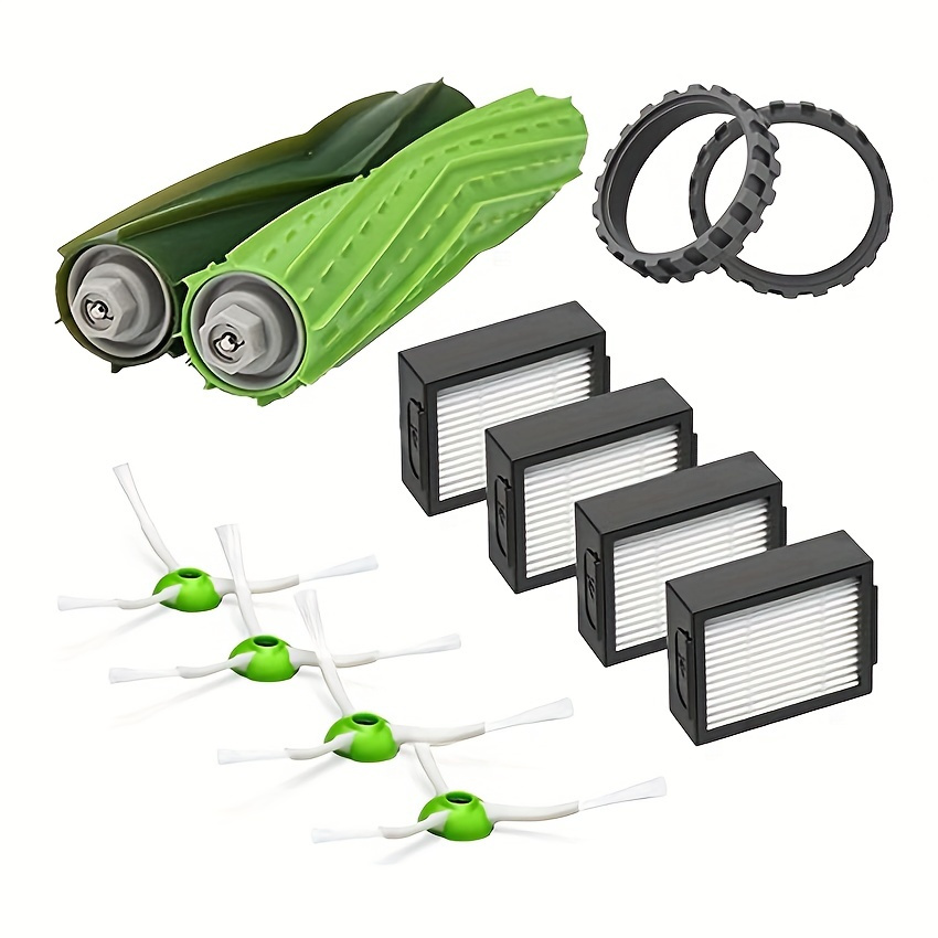 Parts accessories Compatible for iRobot Roomba evo i3+i4+i6+i7+i8/Plus E5  E6 E7 J7 I,E &J Series Vacuum Cleaner 2 Set Roller Brushes 8 HEPA Filters 8  Side Brushes 1 caster wheel (Plastic) 
