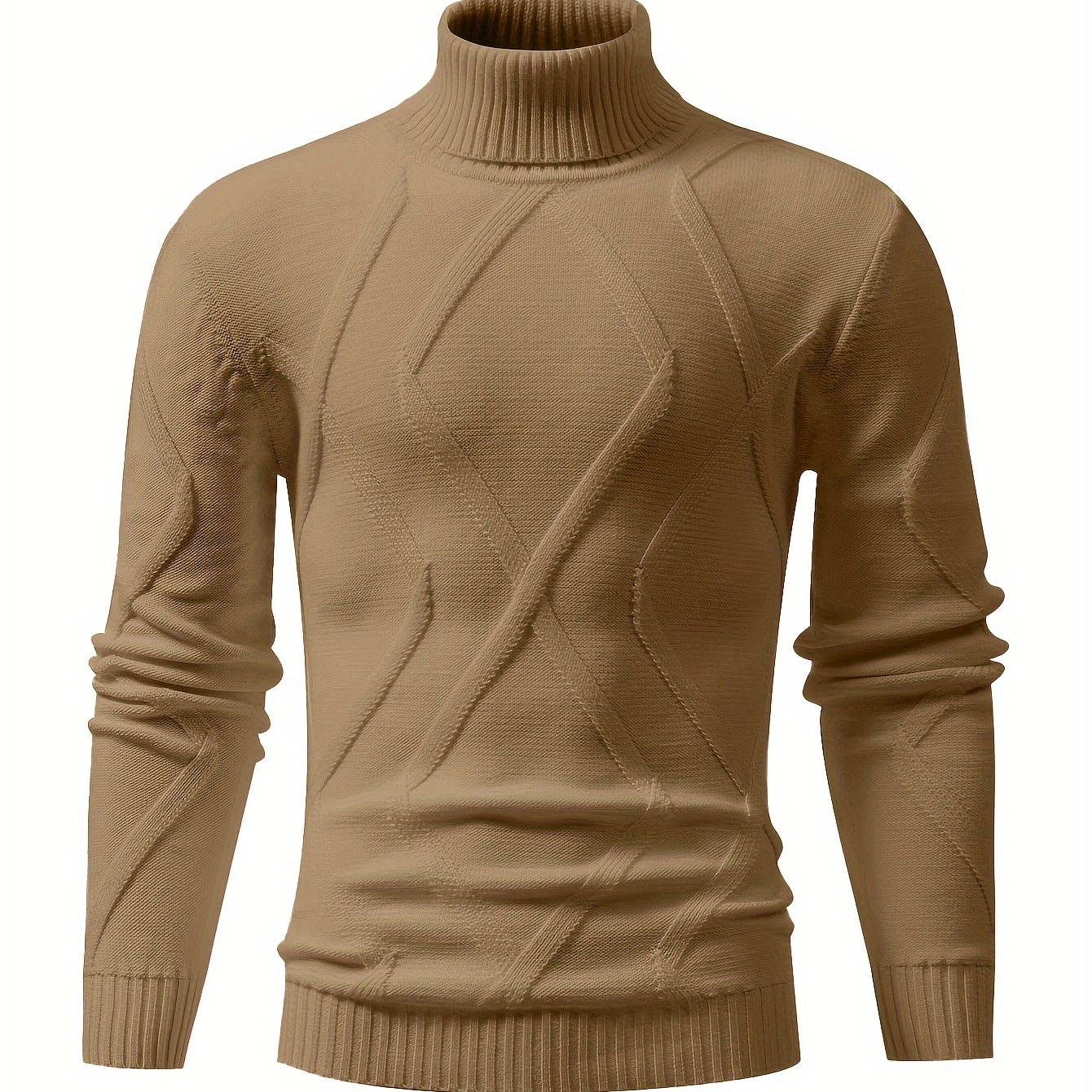 

Obm Men' New Solid Color - Flower Style High Collar Knitted Long Sleeve Turtleneck