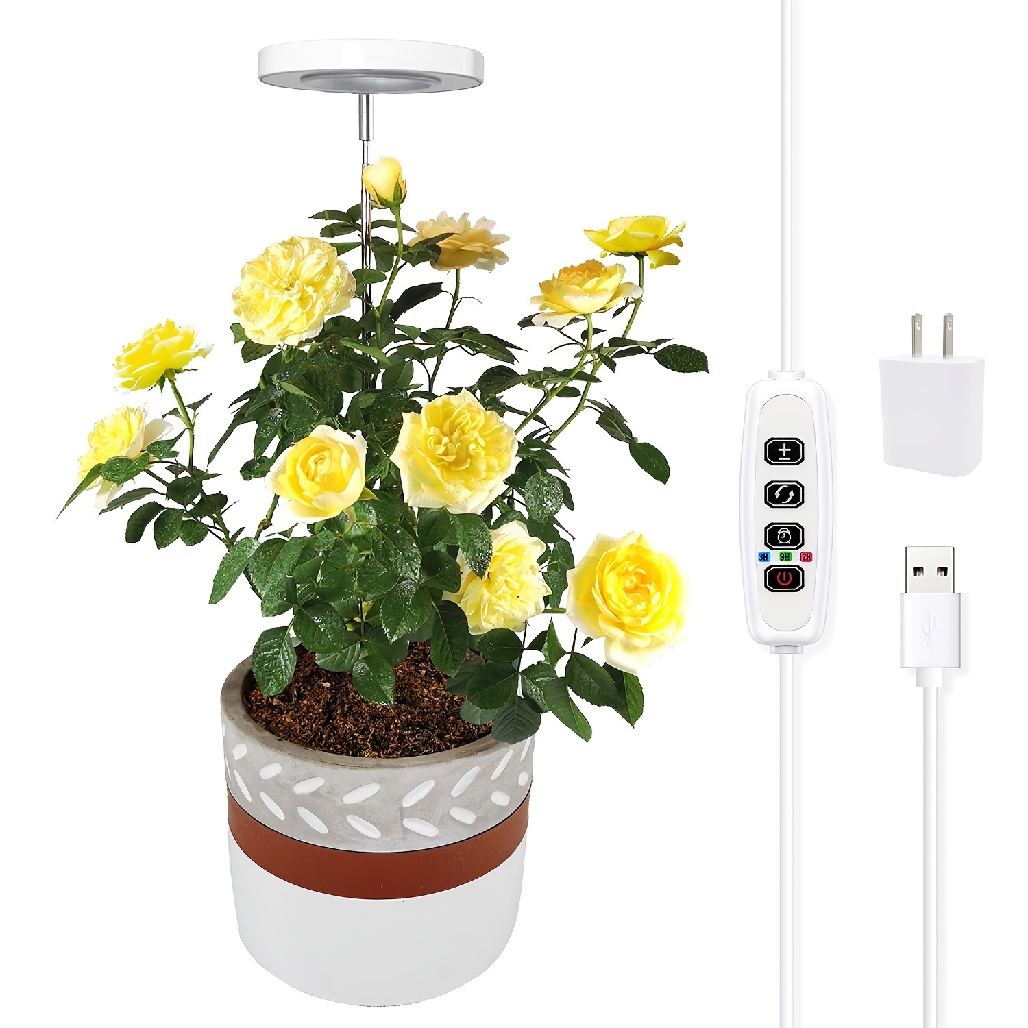 1pc 植物成長ライト、led 成長ライト、屋内植物用フルスペクトル、高さ調整可能、自動タイマー、5v 低安全電圧、小型植物ライト用のアイデア  中庭・芝生・庭園 Temu Japan