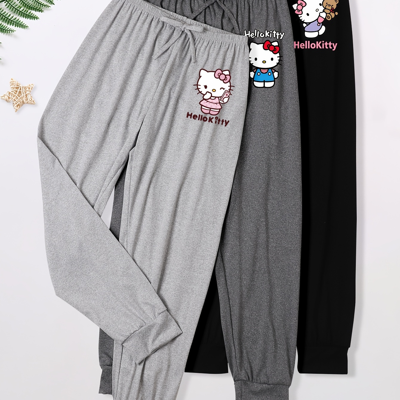 

Sanrio 3pcs Adult Women's Casual Pajama Pants - Soft-sole Pants With Snail Mouth And Salt And Pepper Roll , Polyester , Suitable For All