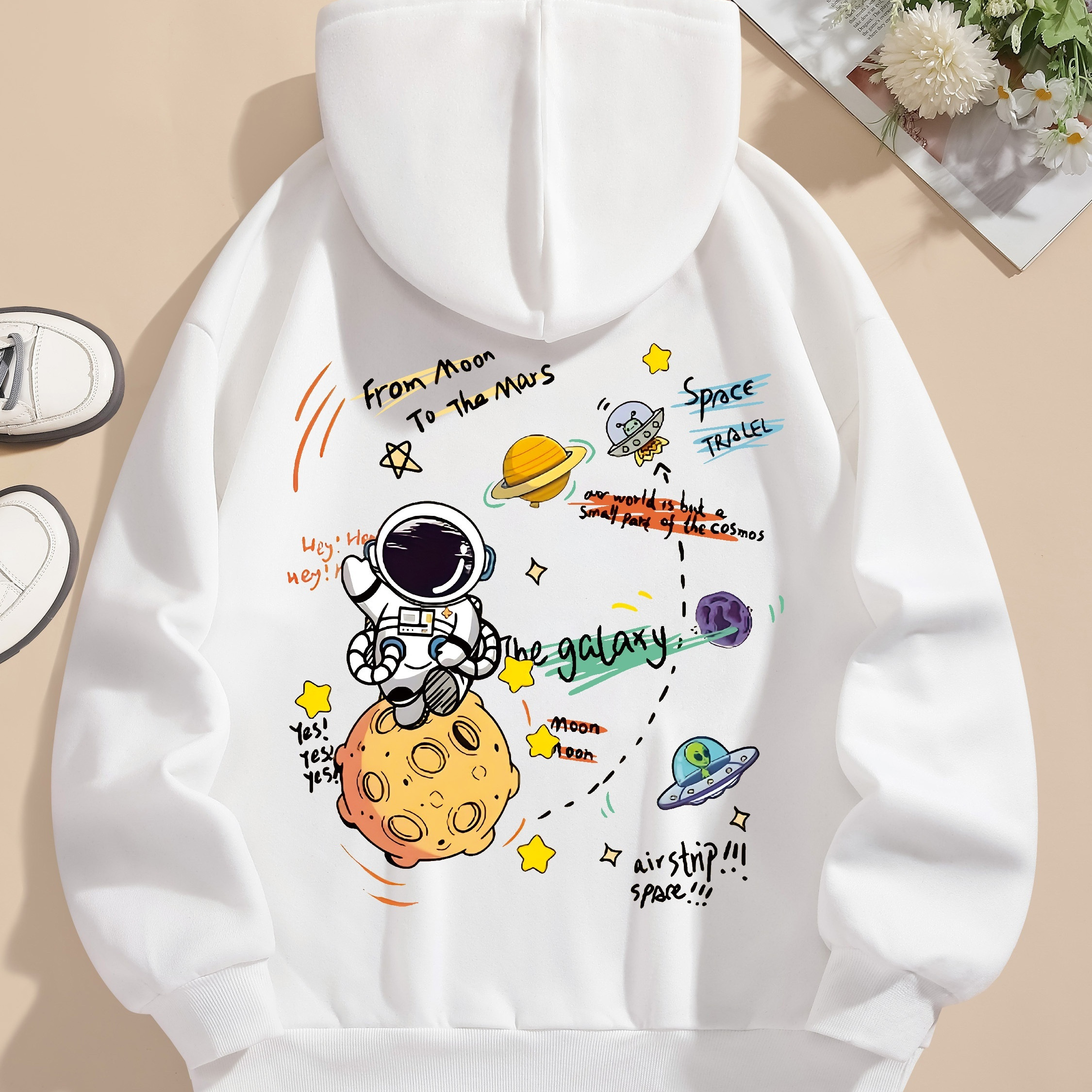 

Graphic Print Hoodie, Drawstring Casual Hooded Sweatshirt For Winter & Fall, Women's Clothing