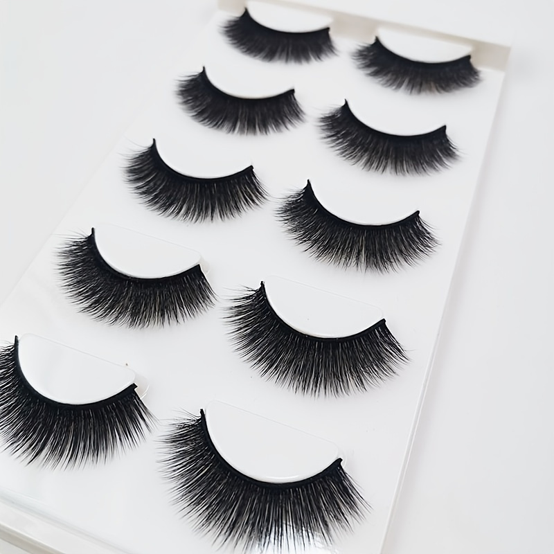 

5 Pairs 3d Silky Lashes Thick 3d Faux Mink Lashes For Hooded Eyes Fluffy Natural Look Makeup Lashes Gift For Girls And Women