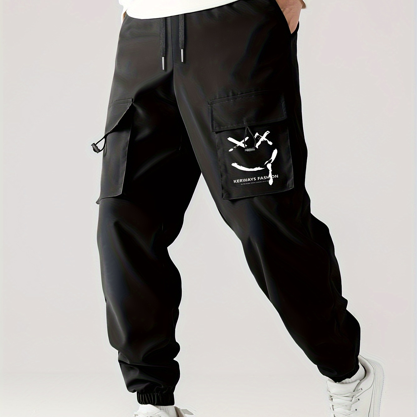 

Trendy Pattern Cargo Pants, Men's Multi Flap Pocket Trousers, Loose Casual Outdoor Pants, Men's Work Pants Outdoors Streetwear Hip Hop Style