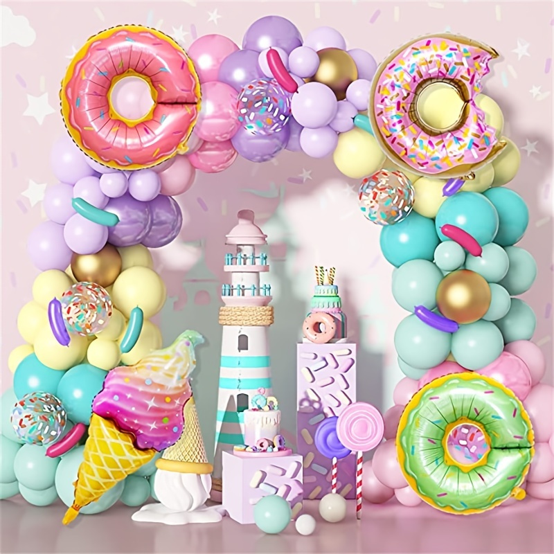 

139pcs Pastel Donut Balloon Garland Arch Set, Donut Sweet 1 Birthday Party Decoration Sprinkle Confetti Ice Cream Foil Balloon, Children's Donut Grow Baby Shower 2 Sweet Party Supplies