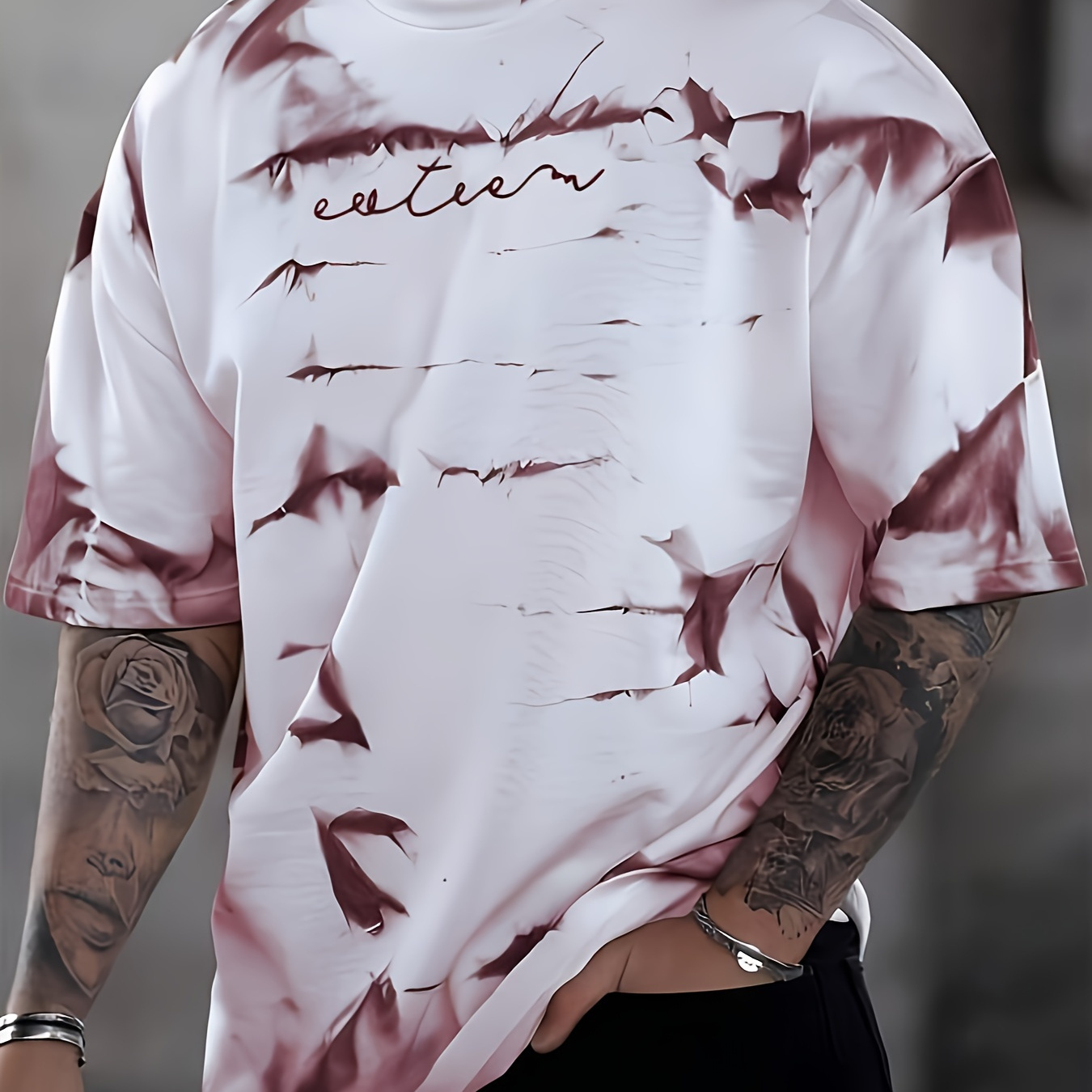 

Retro Style Men's Breathable Short Sleeve Crew Neck T-shirt, Summer Outdoor