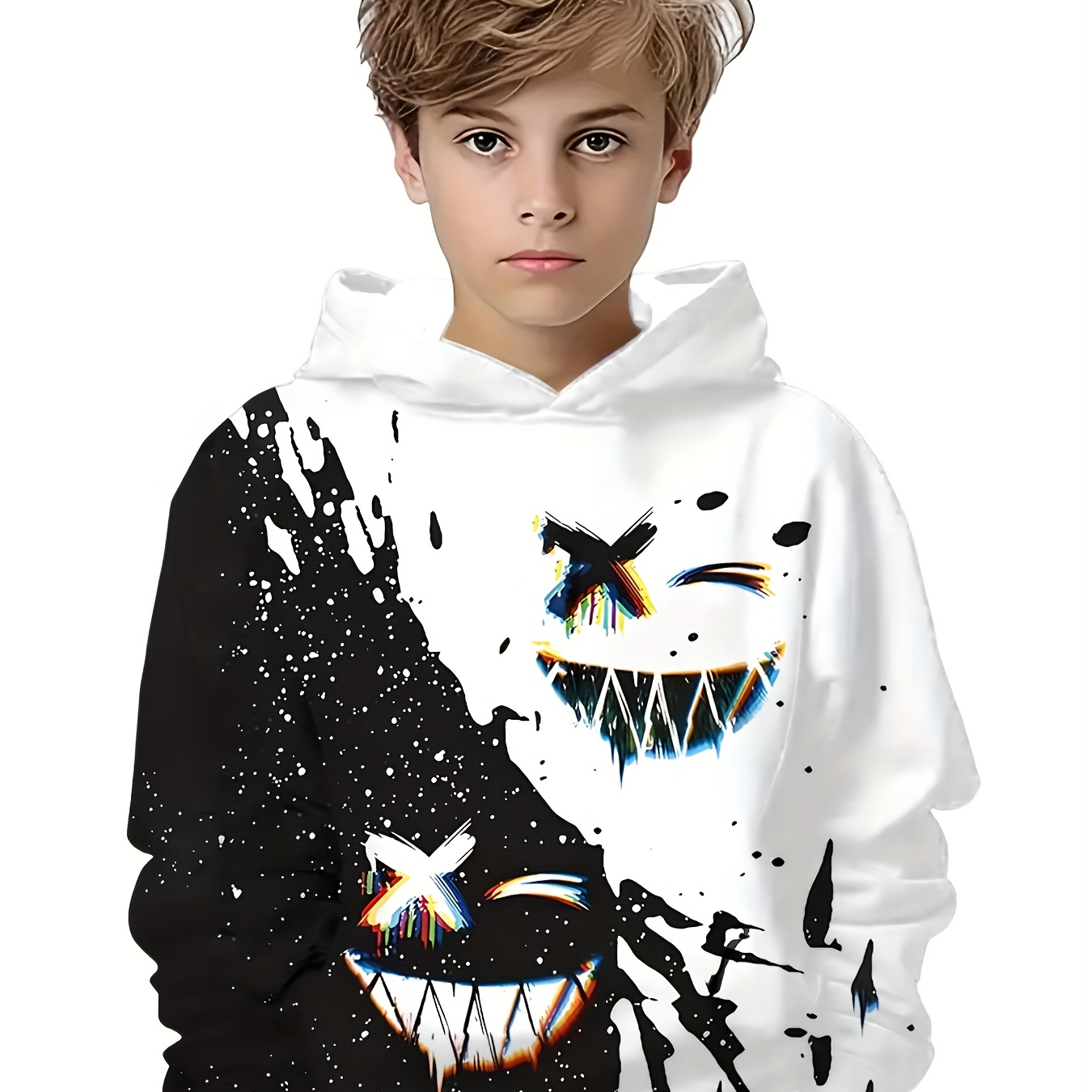 

Creative Weird Smile 3d Printed Hoodie Fun Pattern Pullover, Gifts, Boys Winter Clothes