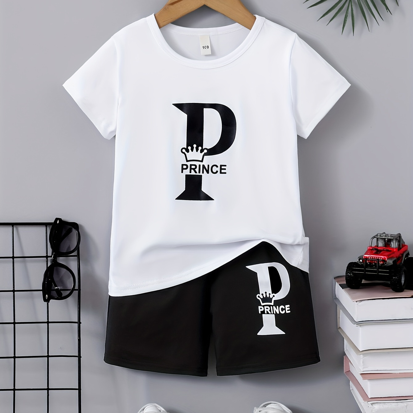 

2pcs Boys Casual Prince Letter Print Comfortable Versatile Short Sleeve T-shirt & Shorts Set, Cool, Lightweight And Comfy Summer Clothes!