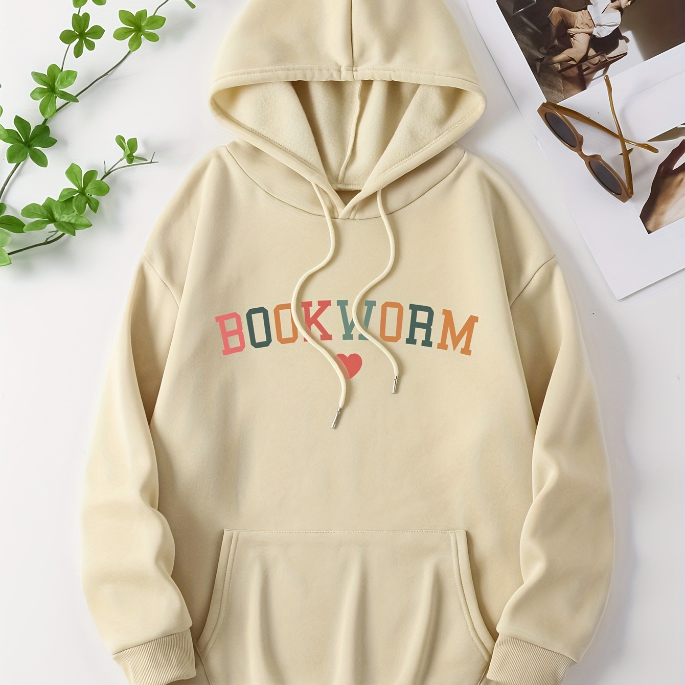 

Letter Print Drawstring Hoodie, Casual Long Sleeve Hooded Sweatshirt, Women's Clothing