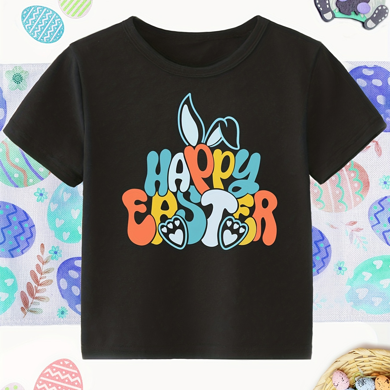 

Boys "happy Easter" T-shirt Tee Top Short Sleeves Crew Neck Summer Casual Kids Clothes