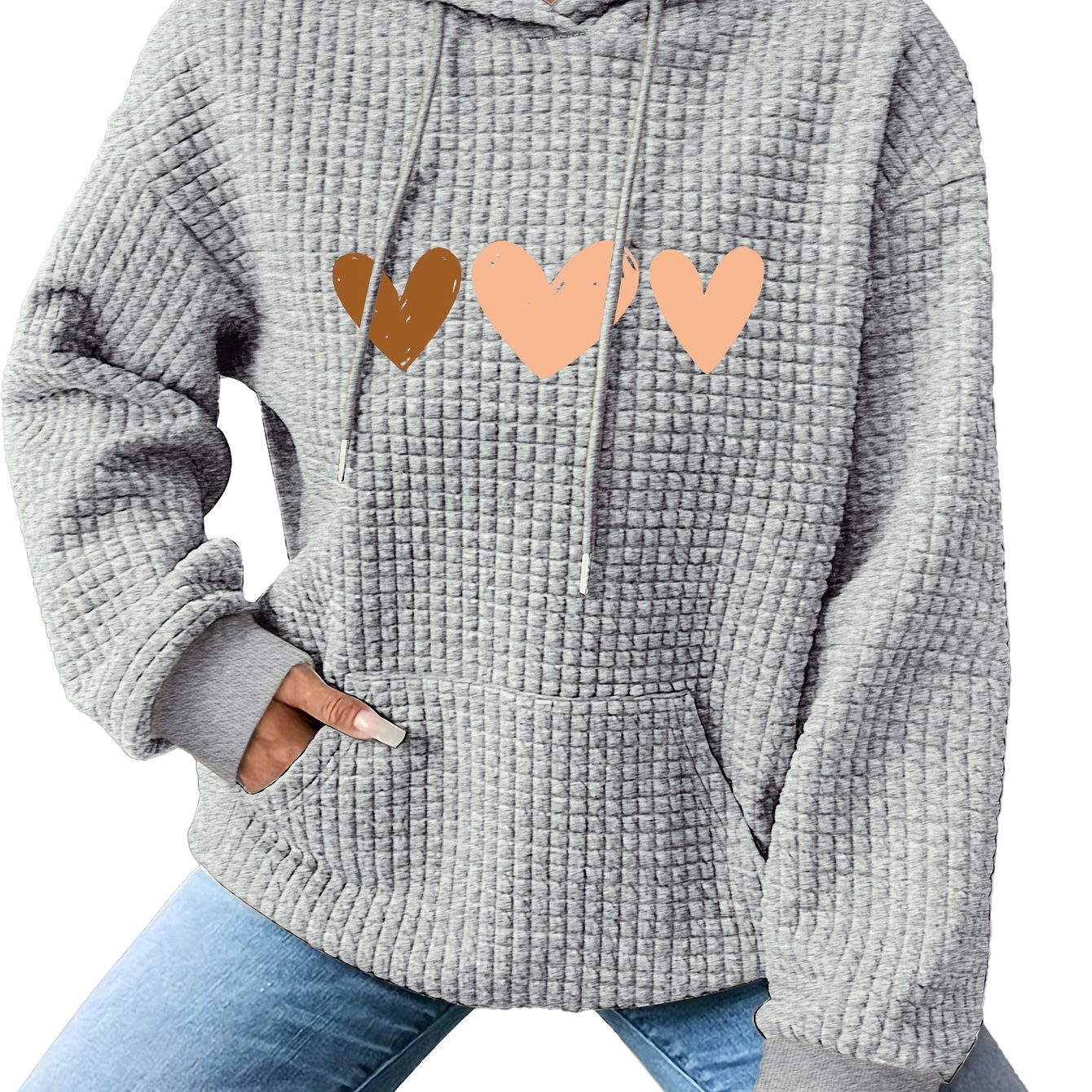 

1pc Women's Casual Polyester Hoodie , Long Sleeve Pullover Hooded Sweatshirt, Knit Fabric Applique, Regular Fit For Fall/winter