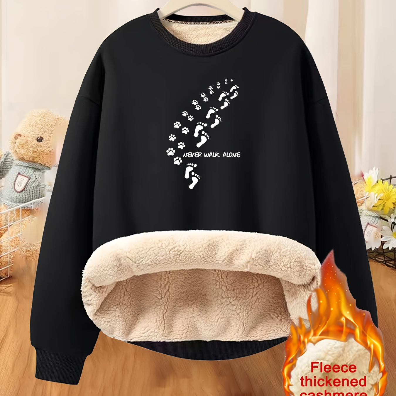 

- décontracté à col rond , en de , imprimé de pattes d', en , la /hiver