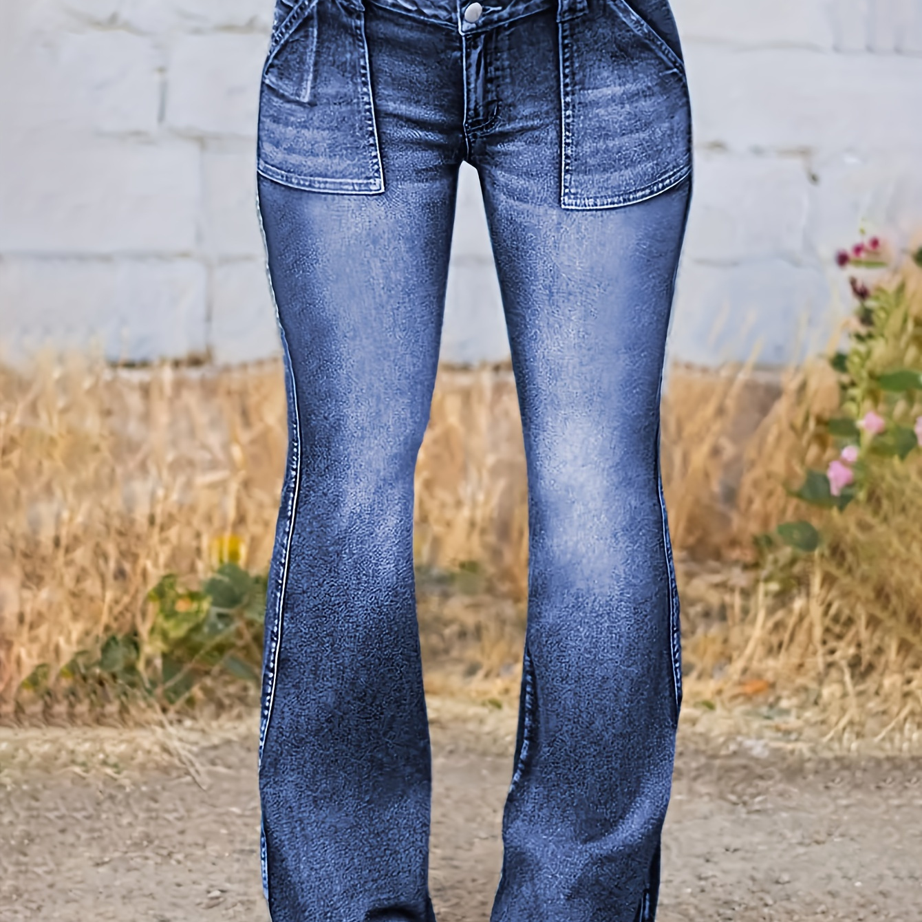 

Women's Slim-fit Stretch Denim Jeans - Low Rise, Button Closure, Pockets | Casual & Versatile For All Seasons