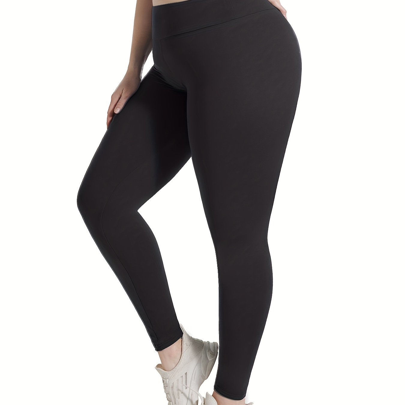 Dropship Plus Size Solid Color High Waist Leggings; Women's Plus Casual High  Stretch Skinny Leggings to Sell Online at a Lower Price