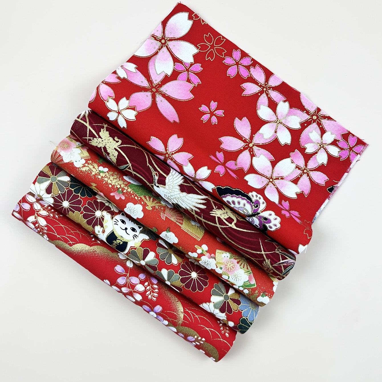 Diy Japanese Cotton Quilted Fabric Printed Floral Patterns - Temu