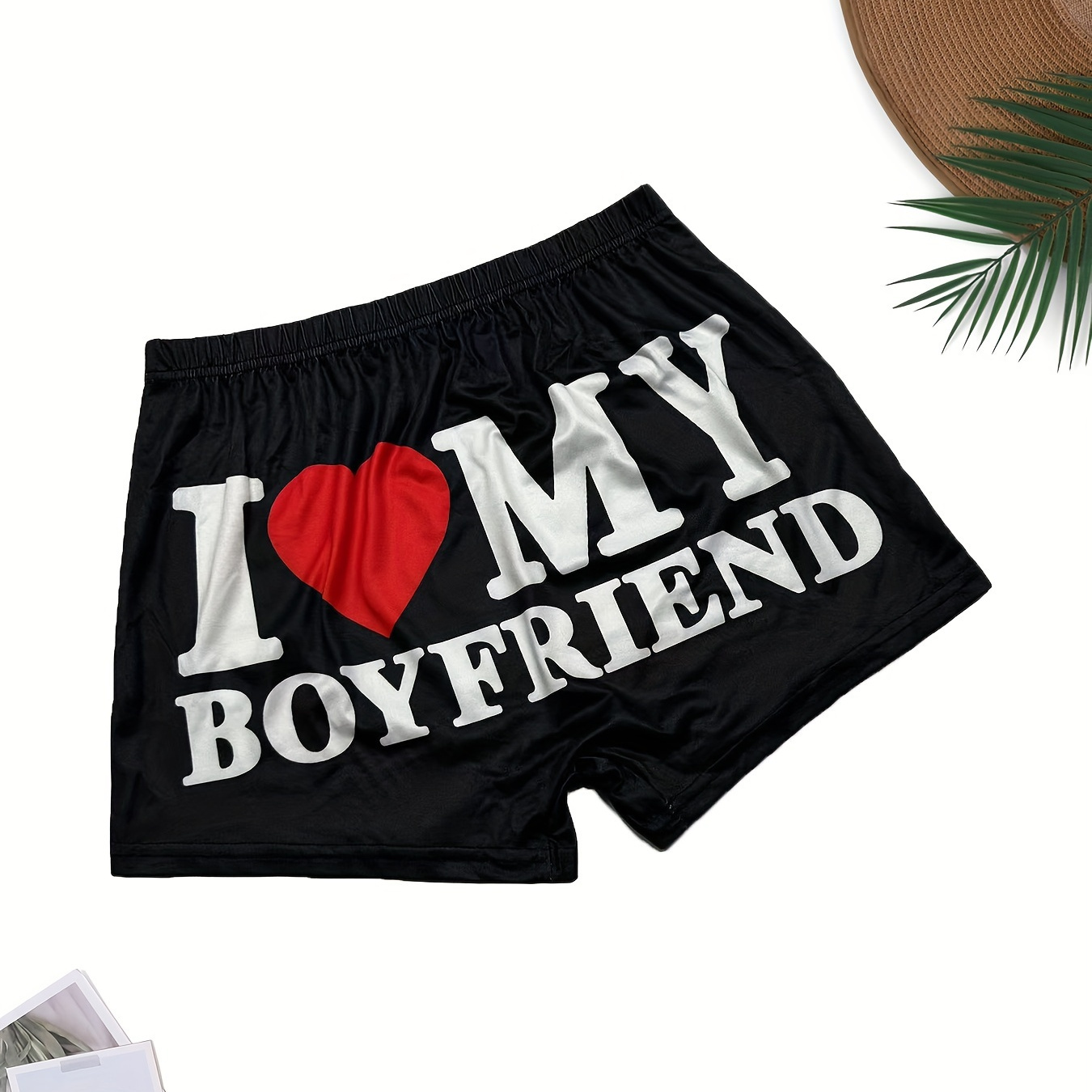 

Slogan Print Lounge Buttoms, Sexy Stretchy Slim Fit Fitness Shorts, Women's Loungewear