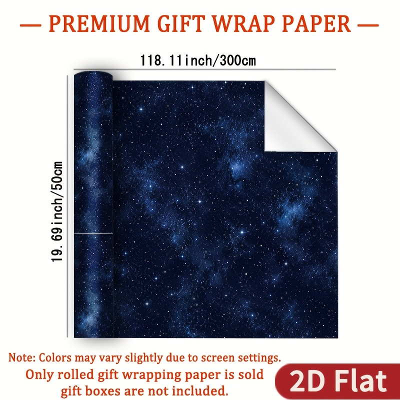 TEMU 1 Roll 2d Flat Universe Starry Sky Illustration Wrapping Paper Gift Glossy Packaging Paper - Background Hand-drawn Nebula Starry Pattern, 118.11