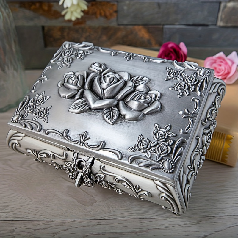 Jewellery Box Vintage Jewellery for Women Enamel Colored Diamond Double  Layer Jewelry Box High-end Exquisite Jewelry Storage Box Vintage Metal  Jewelry