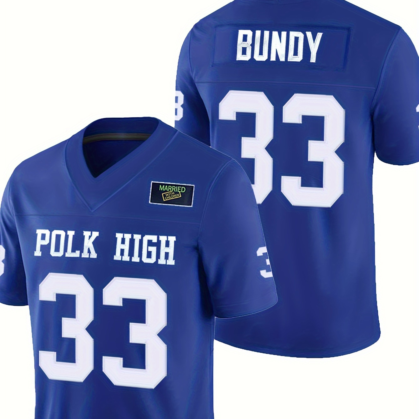 

Men's Blue # 33 American Football Jersey Loose Embroidered Sports, Fashion And Casual, Street Breathable Football Jersey