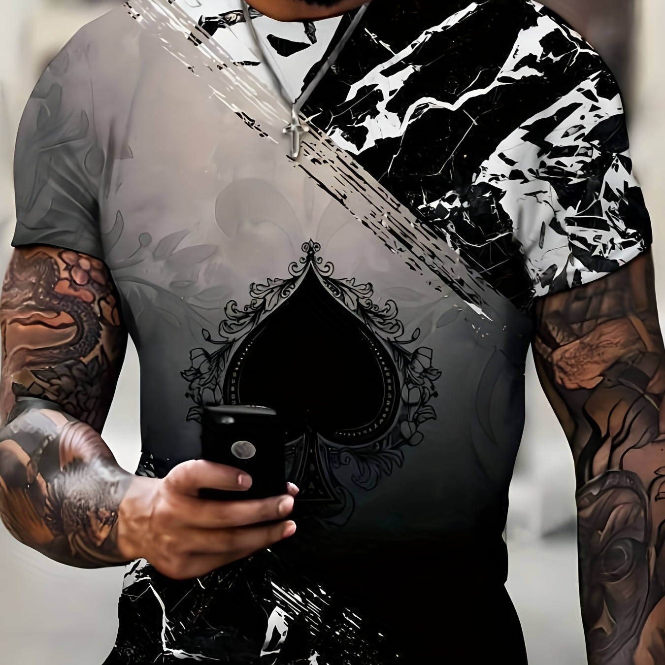 Men's Poker 3D Print Graphic Tee - Slim Fit Muscle Fitness Short Sleeve Top for Summer