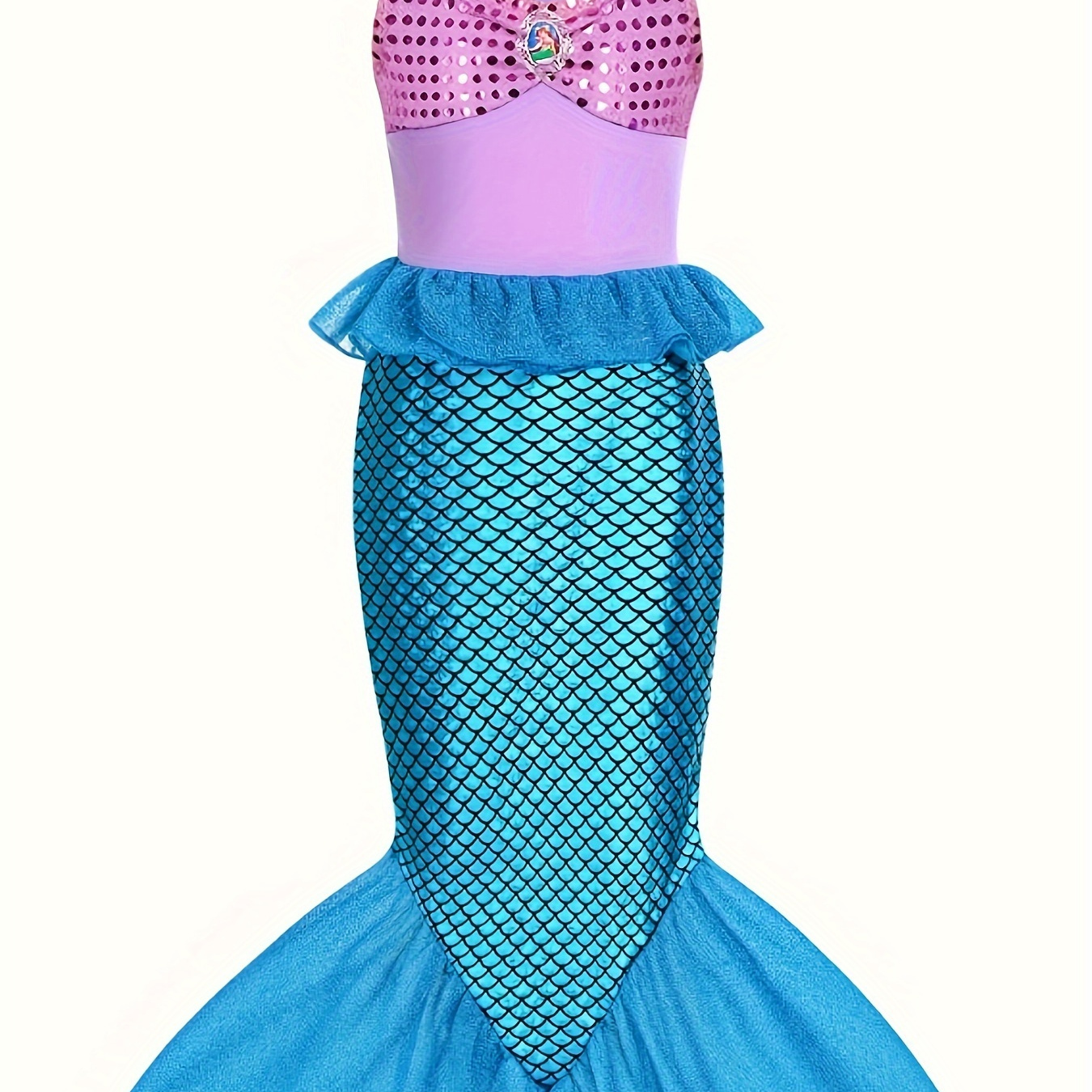 

Girl's Dress Up Dreamy Fish Scale Print Princess Dress For Carnival Halloween Party Performance Gift