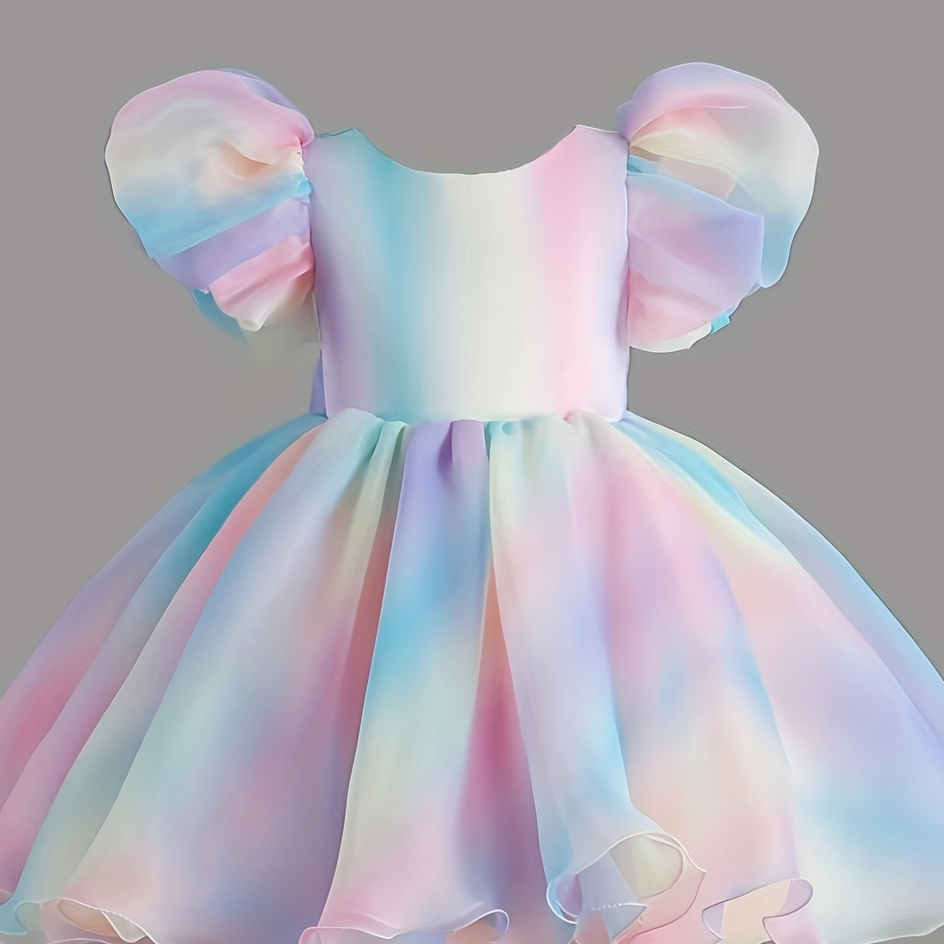 

Sweet Toddler Girls Puff Short Sleeve Rainbow Tutu Dress Sweet Dresses Kids Clothes Party Birthday