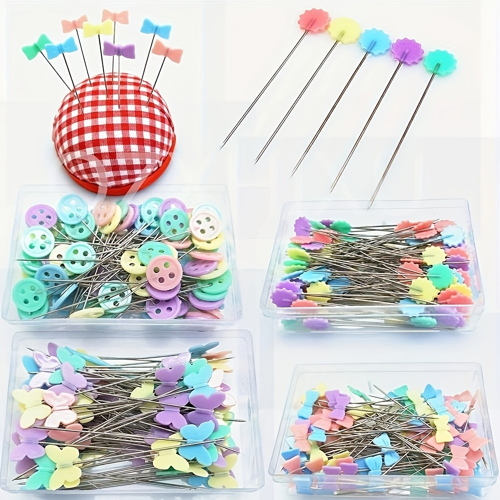 100 Pieces Flat Head Straight Pins, Flower Head Sewing Pins Quilting Pins  for Sewing DIY Projects Dressmaker Jewelry Decoration, Assorted Colors