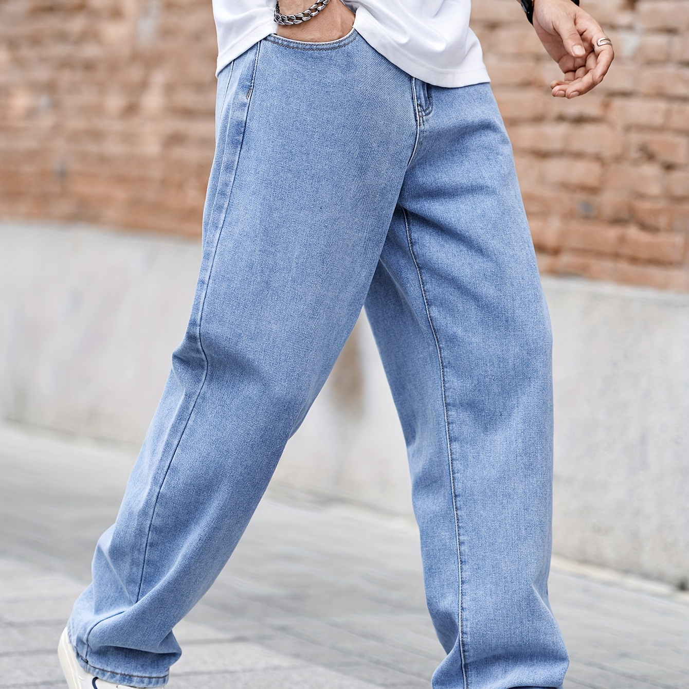 

Jean ample à jambes larges pour homme, pantalon en denim confortable et élégant pour homme, style streetwear