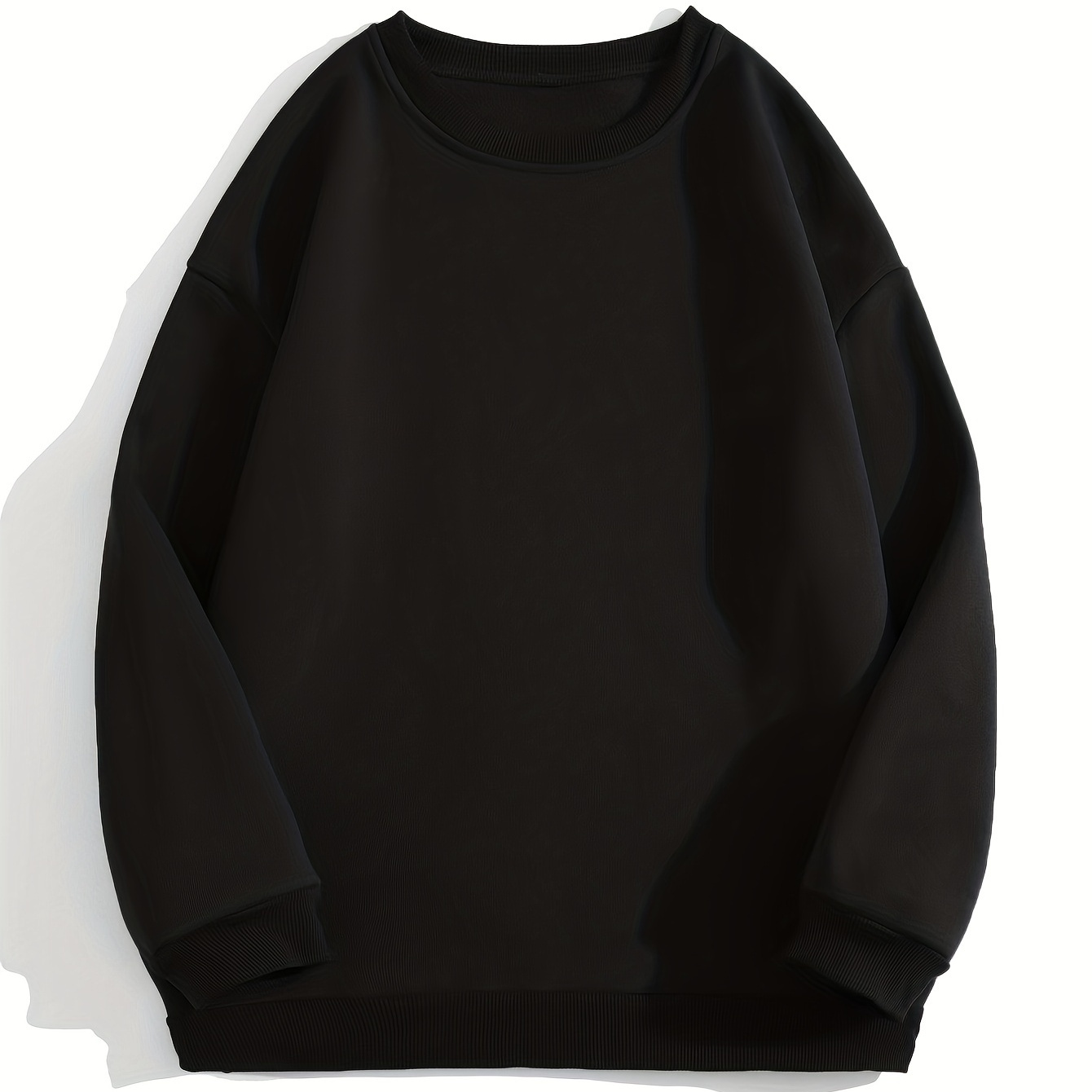 Solid Trendy Sweatshirt, Men's Casual Basic Crew Neck Pullover Sweatshirt For Men Fall Winter