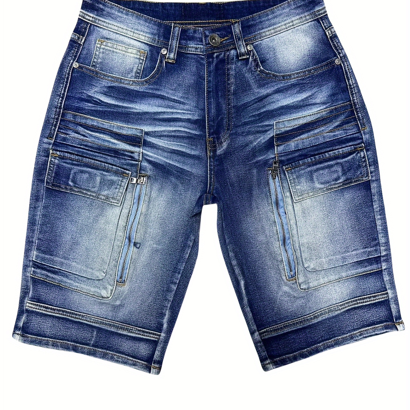 

Men's Casual Denim Bermuda Shorts, Zipper Pocket Detail, Comfort Fit, Summer Fashion, Style E911818-lw-e5